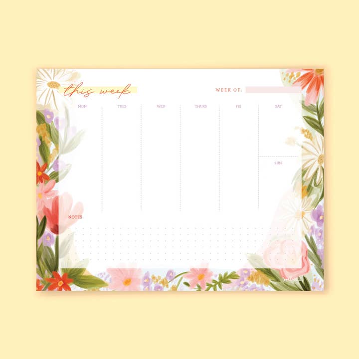 Summer Wildflowers Weekly Notepad for wholesale by OHH MAI DESIGN