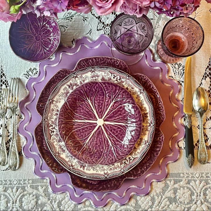 ELYSIAN PURPLE ROUND FAUX LEATHER PLACEMAT for wholesale by PNR Decor