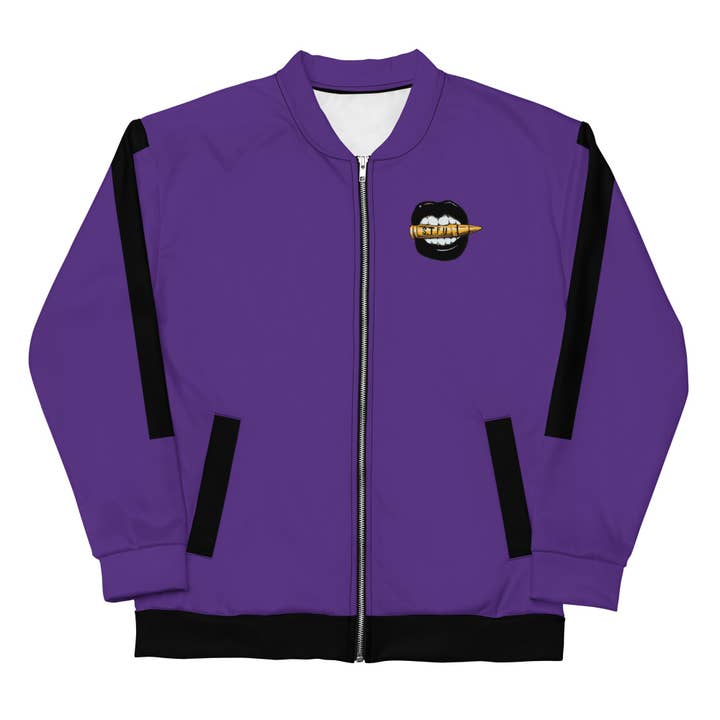 Chaqueta bomber unisex con logotipo negro simple - Púrpura para venta al por mayor de STFU