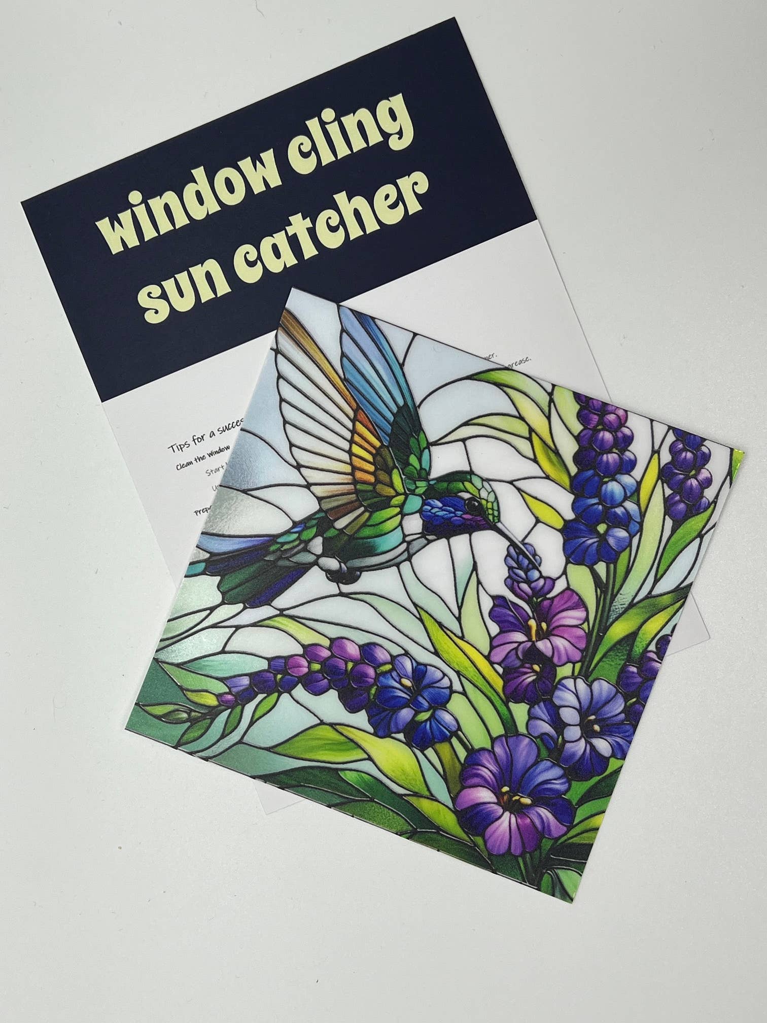 Cosmic Artware - Venta al por mayor Atrapasoles - Adhesivo de vinilo para vitrales, diseño de colibrí y Foxgloves4