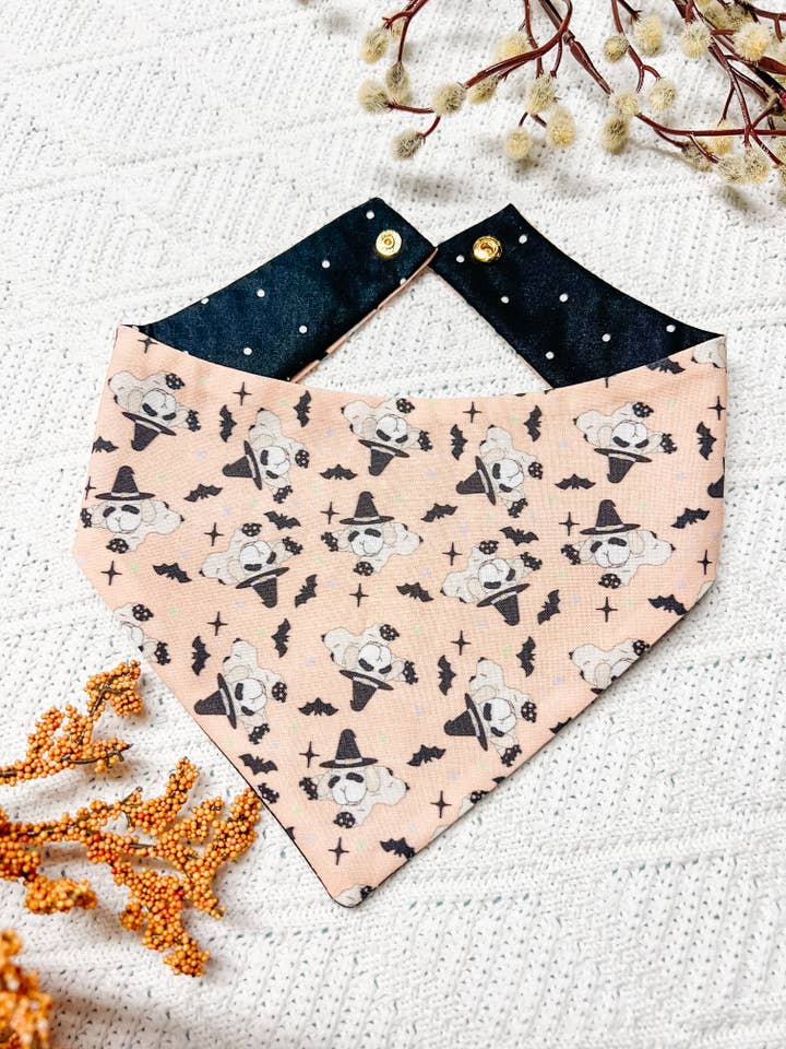 Spooky Lamb Dog Bandana, Reversible Snap On Collar for wholesale by StellaLoo