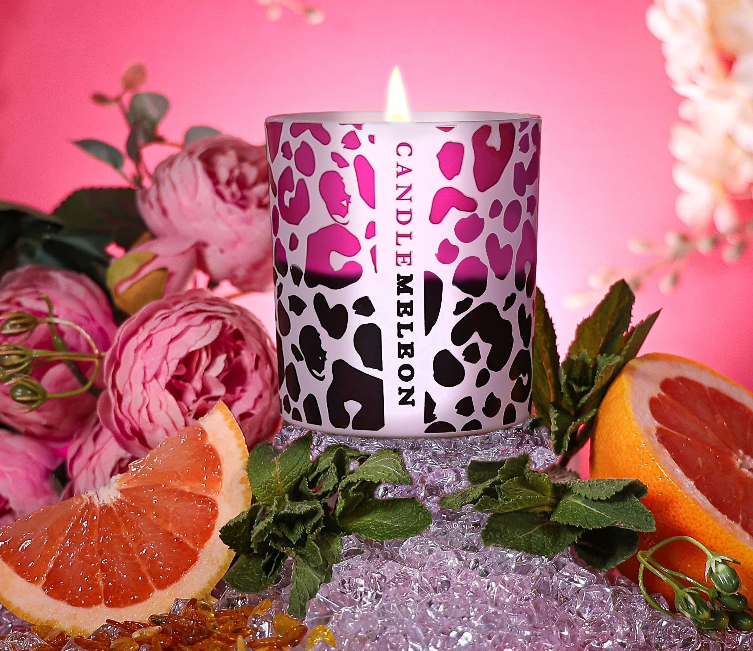 CANDLEMELEON - Wholesale Jar/Filled Candle - PINK LEOPARD - Colour Changing Soy Woodwick Scented Candle2