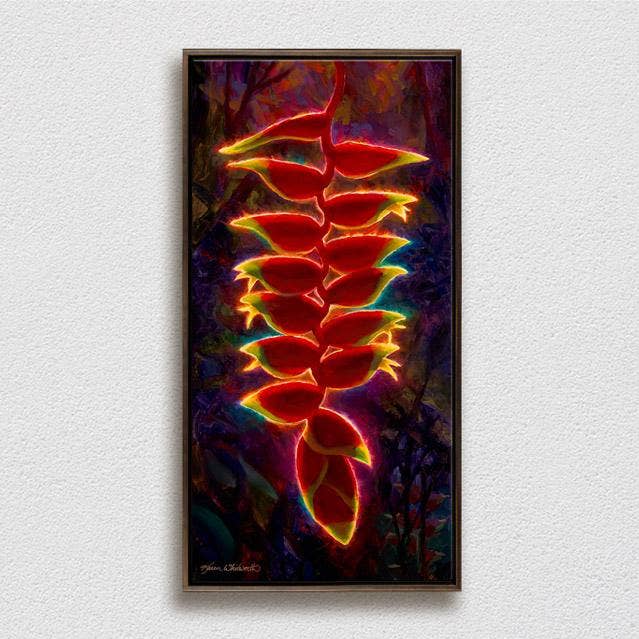 The Gift - Signed Artist Canvas of Tropical Heliconia Hawaiian Flower Painting for wholesale by Whitworth Gallery