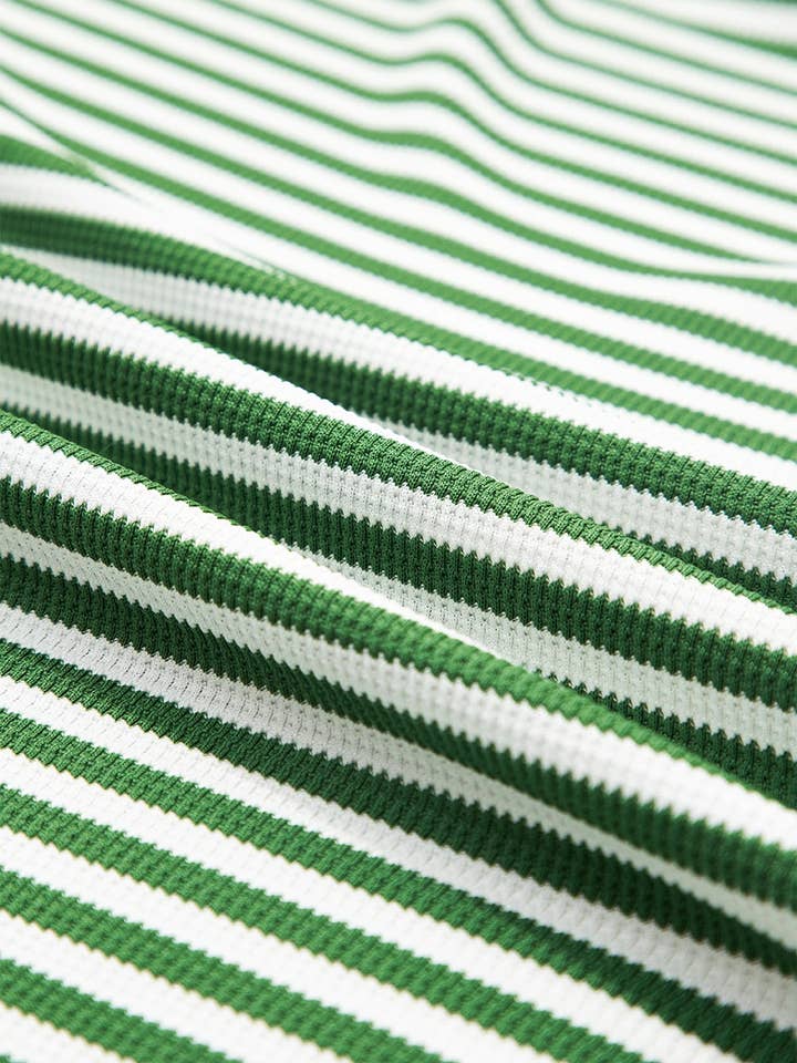 Green Stripe Exposed Seam Patchwork Plus Size Thermal Top for wholesale on Faire7