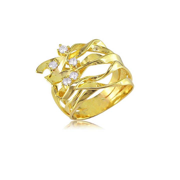 Bague CZ finie en or jaune 18 carats, bijoux pour femmes 13842 pour la vente par Gio Fantato