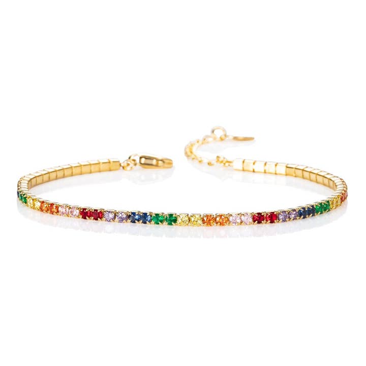 Gold Plated Skinny Rainbow Tennis Bracelet for Women for wholesale by Namana