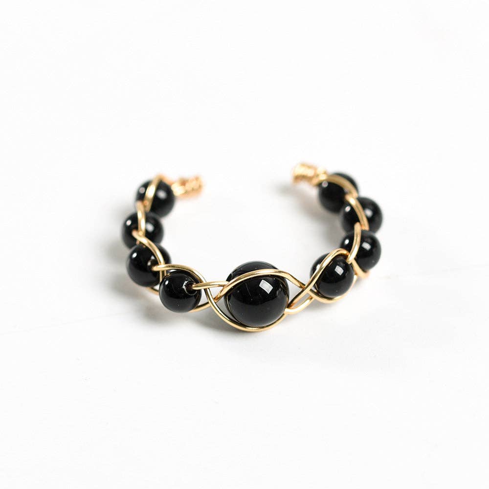 Mio Queena - Wholesale Cocktail/Statement Ring - Copper Wire Hand-woven Natural Stone Adjustable Ring2