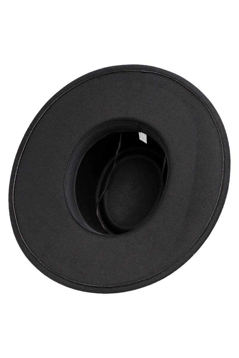 Cap Zone - Vendita all'ingrosso Fedora - Donna - Cappello rancher bolero in lana sintetica con nastro piccolo, catena oro e tesa larga12