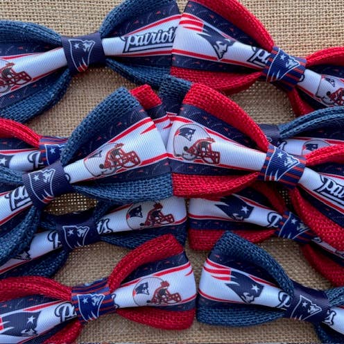 Football New England Patriots Blue & Red Burlap for wholesale by DOG BOW TIES