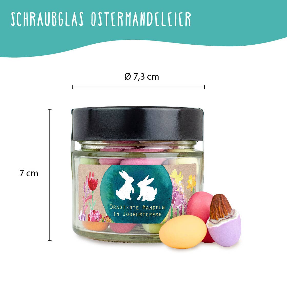 Der Zuckerbäcker - Wholesale Chocolate Covered Sweets - Easter Almond Eggs In Fine Glass Screw Jar M Spring Easter1