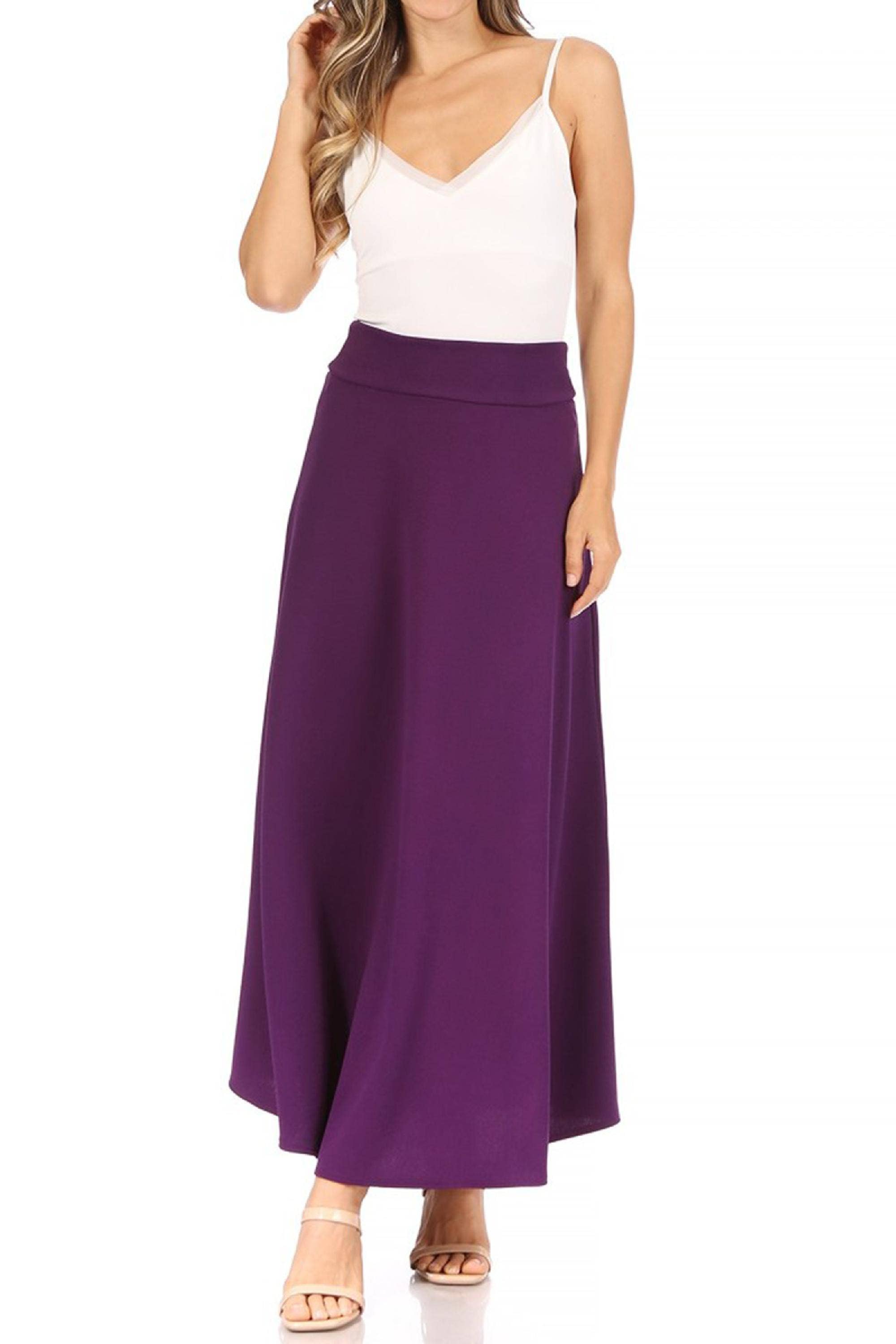 MOA COLLECTION - Wholesale Skirt - Women's - Women's Casual Solid Flare A-line Long Skirt24