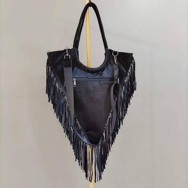 BLACK Triangle Single Shoulder Bag With Rivet Tassel for wholesale on Faire2