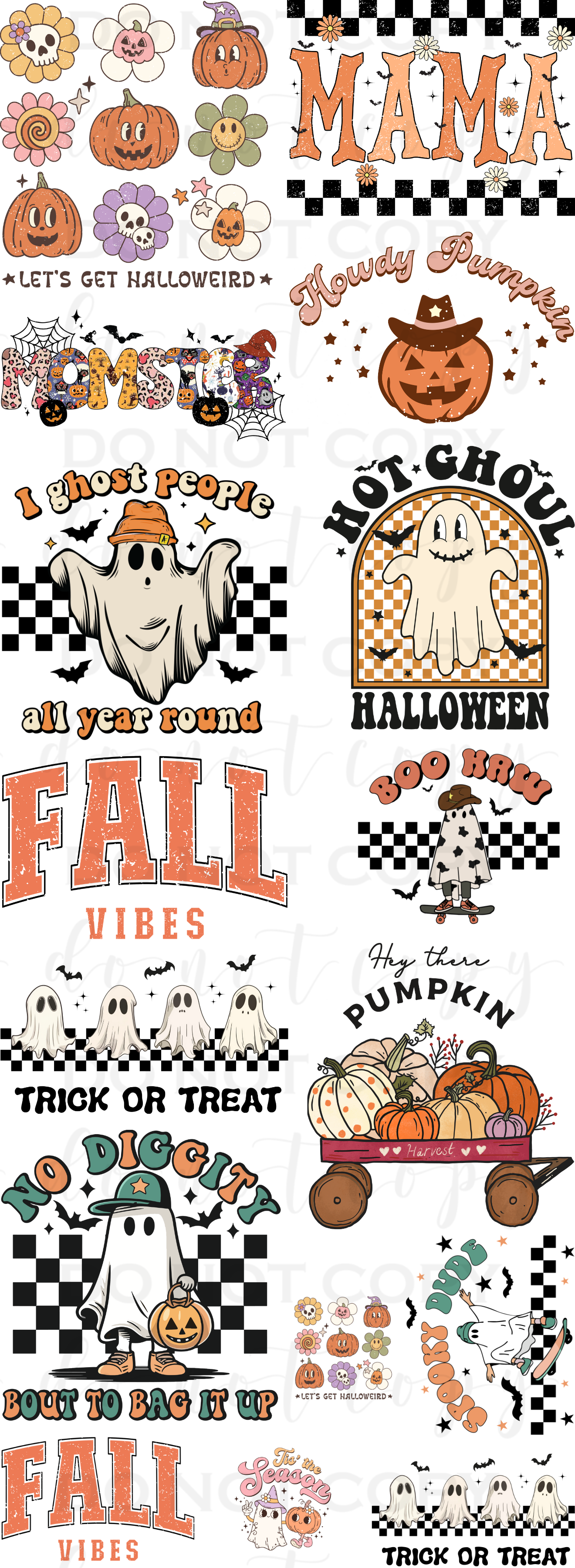 403 Designs - Wholesale Sublimation Transfer - Retro Halloween Pre-Made Sheet0
