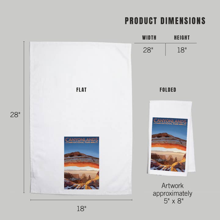 Lantern Press - Wholesale Tea Towel - ORGANIC TEA TOWEL Canyonlands National Park Arch, Painterly4