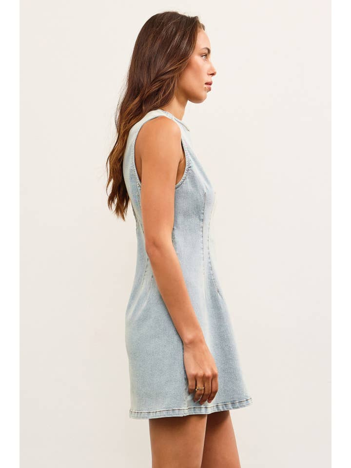 FITTED SLEEVELESS DENIM DRESS for wholesale on Faire
