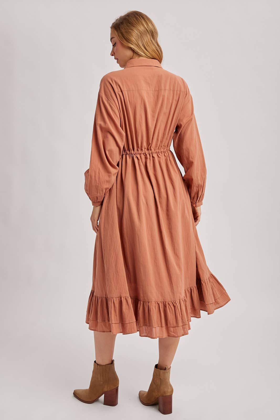 Bluivy - Wholesale Dress - Women's - RUFFLED MIDI OPEN DUSTER OR SHIRT DRESS7