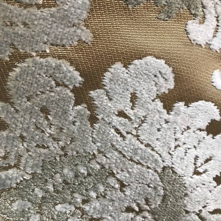 Fancy Styles Fabric - Wholesale Fabric - SWATCH Lady Cecile Designer Italian Burnout Damask Chenille Blue Bronze Fabric Upholstery5