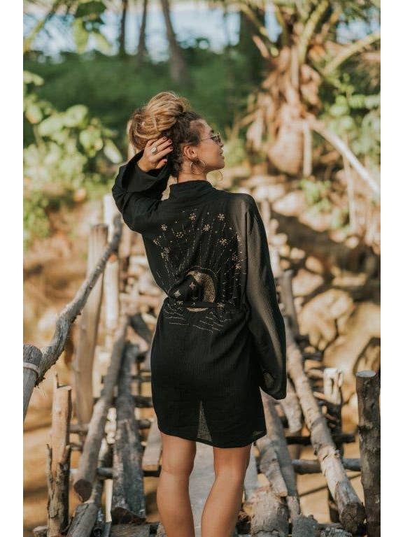 Isla Sol - Wholesale Kimono – Women's - Sunset Kimono - Sunset Dreams/Black1