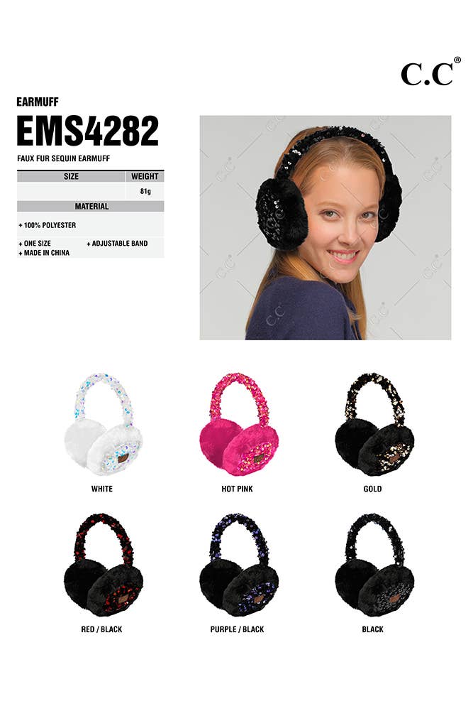 Hana - Wholesale Earwarmers/Ear Muffs - Women's - C.C Faux Fur Sequin Earmuff7