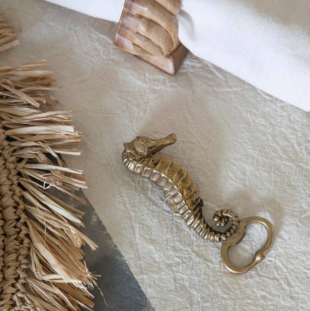 Mahe Homeware – wholesale Bottle/wine opener – Brass Opener Seahorse1