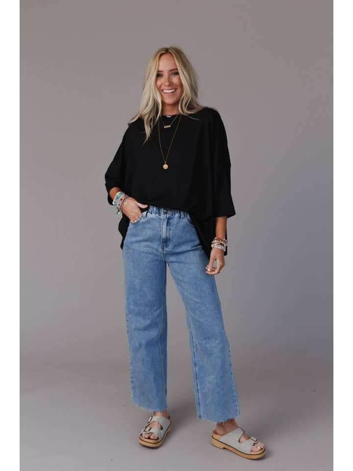 Three Bird Nest - Wholesale Tunic - Women's - Cozy Cool Oversized Tee - Black