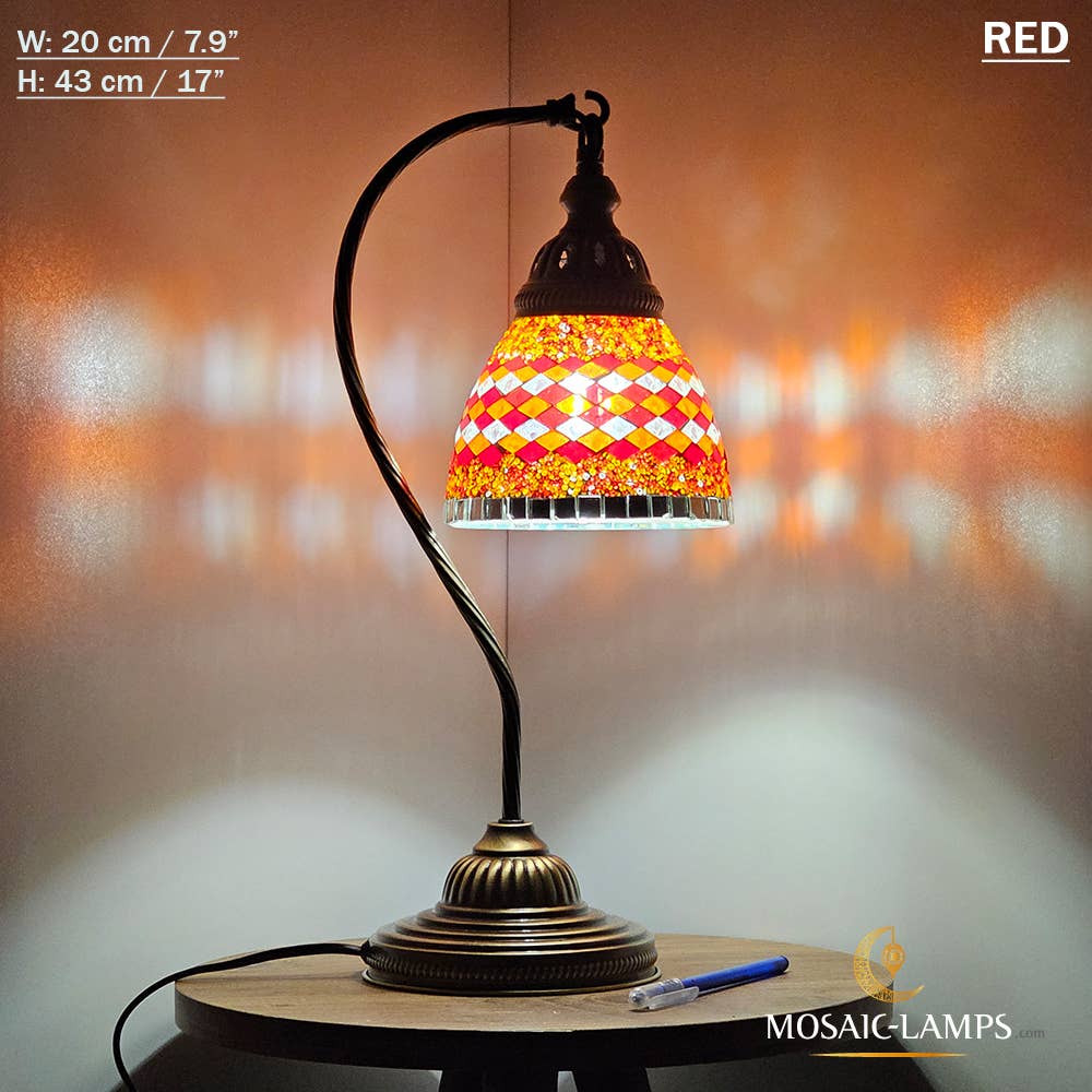 Mosaic Lamps - Wholesale Accent/Desk Lamp - 10+ Colors - Swan Neck Reading Table Lamp, Turkish Mosaic Re14