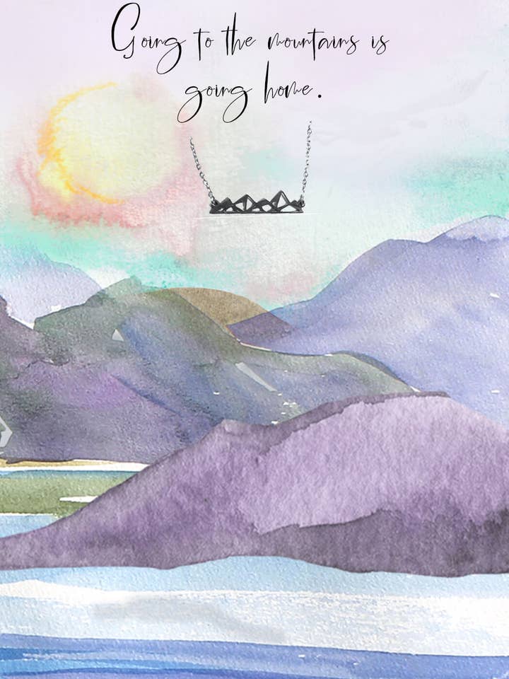 Going to the mountains is going home: Card Mtn Necklace for wholesale by Angel Sayings