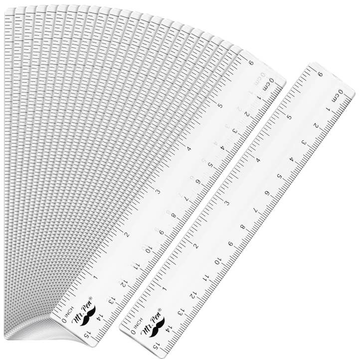 Clear Bulk Plastic Ruler 6 Inch, 24 Pack, Metric & Imperial for wholesale by Mr. Pen