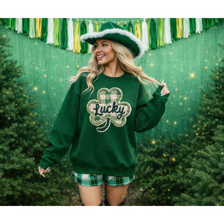 Faux Yarn Lucky Clover Green Tee or Sweatshirt for wholesale by The Red Rival Wholesale