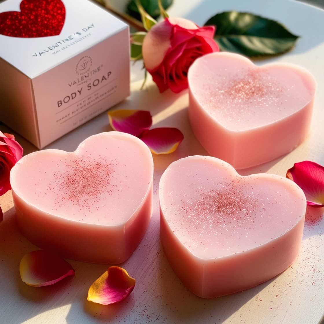 Beautique Goals - Wholesale Bar Soap - Triple Butter Heart Shaped Floral Fruity Soap0