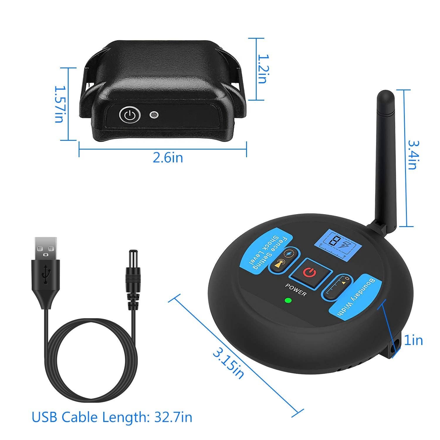 Black Wireless Electric Dog Fence Pet Shock Boundary Containment System Electric Training Collar For Small Medium Large Dogs for wholesale on Faire1