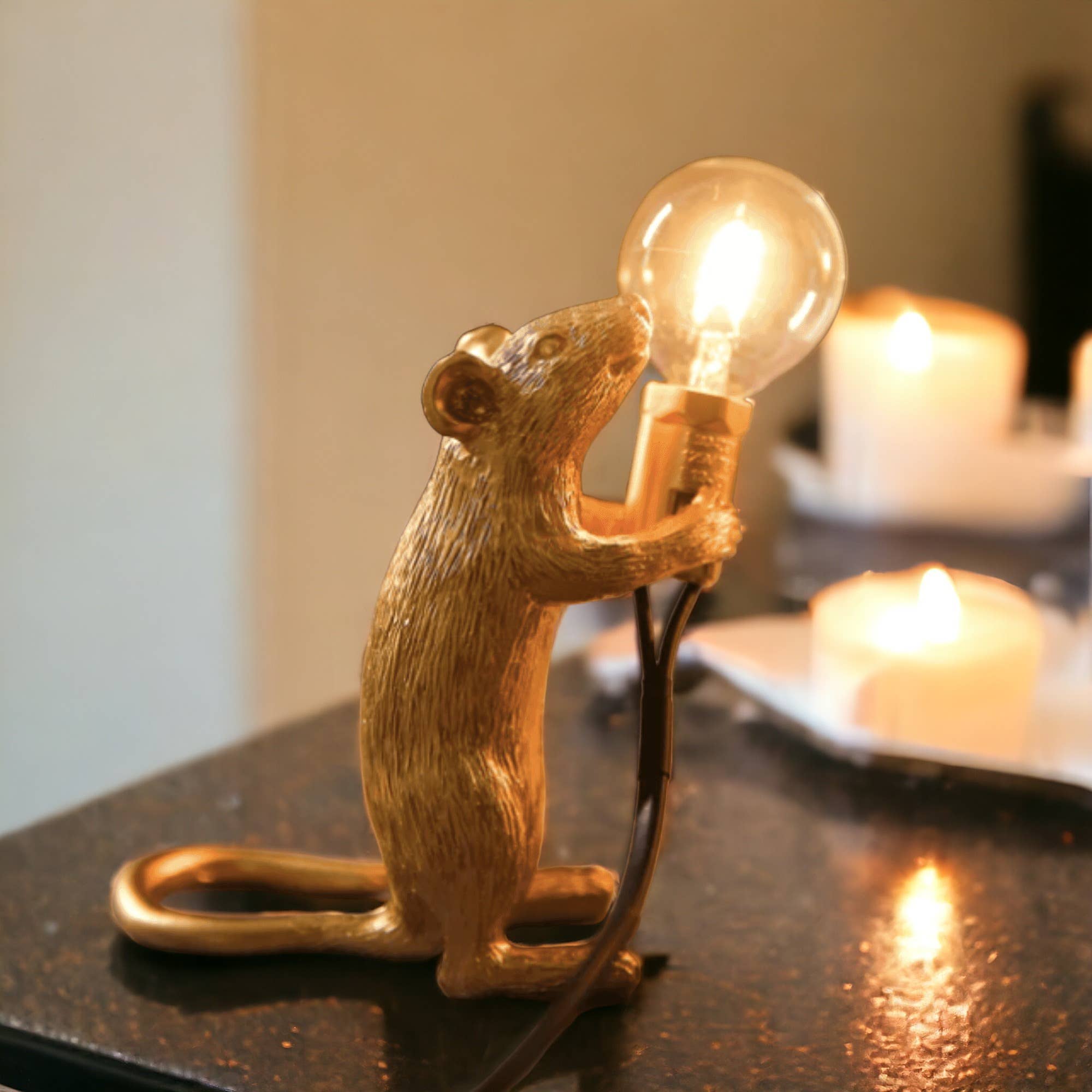 huemabe (All Import Duties Covered) - Wholesale Night Light - Gold Plated Mouse Resin Night Light | Creative Lamp0