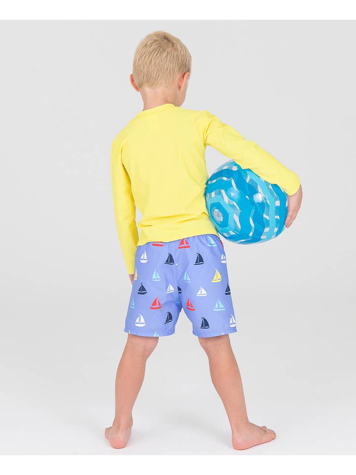 Blue Boys Down By The Bay Swim Trunks for wholesale on Faire
