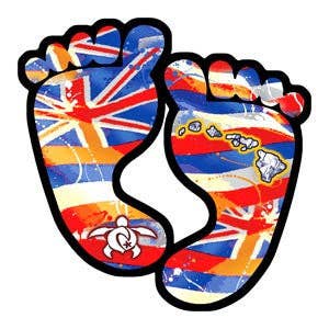 Hawaiian Flag Footprint Decal for wholesale by nalu blue