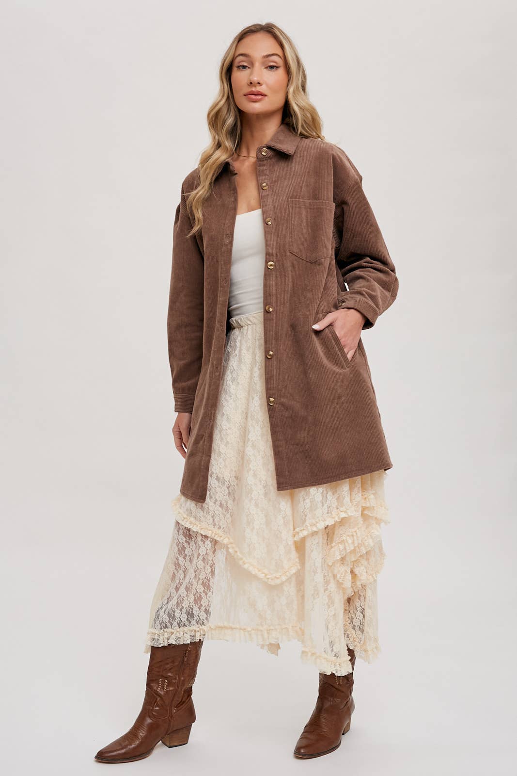 Bluivy – Großhandel Rock – Damen – MIDIROCK MIT SPITZENBÄNDERN25