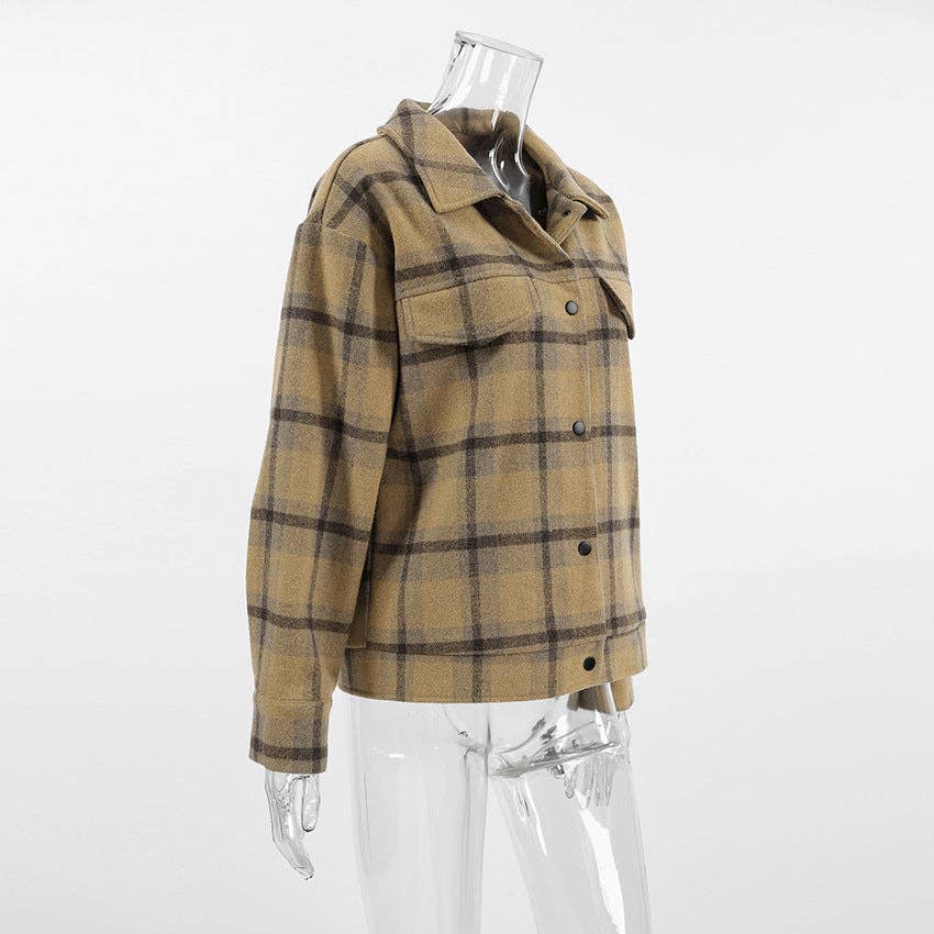 Marayn – wholesale Rock - Dam – Rysk rutig höstchic brunrutig oversized kappa22