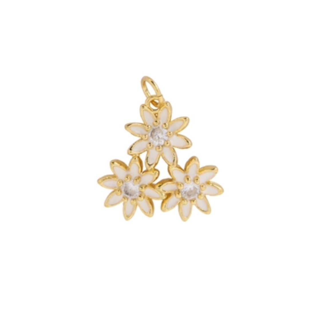 Savvy Bling - Wholesale Individual Charm/Pendant - Daisy Trio Charm For Charm Necklace & Bracelet