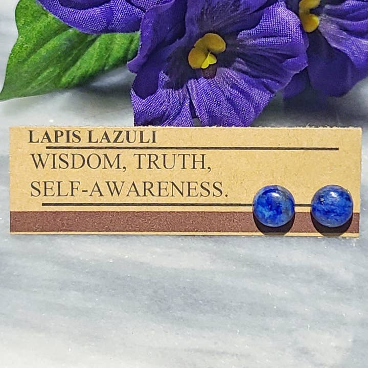 Puces d'oreilles en pierres précieuses | Pierres précieuses de lapis lazuli pour la vente par Alora Boutique Inc.