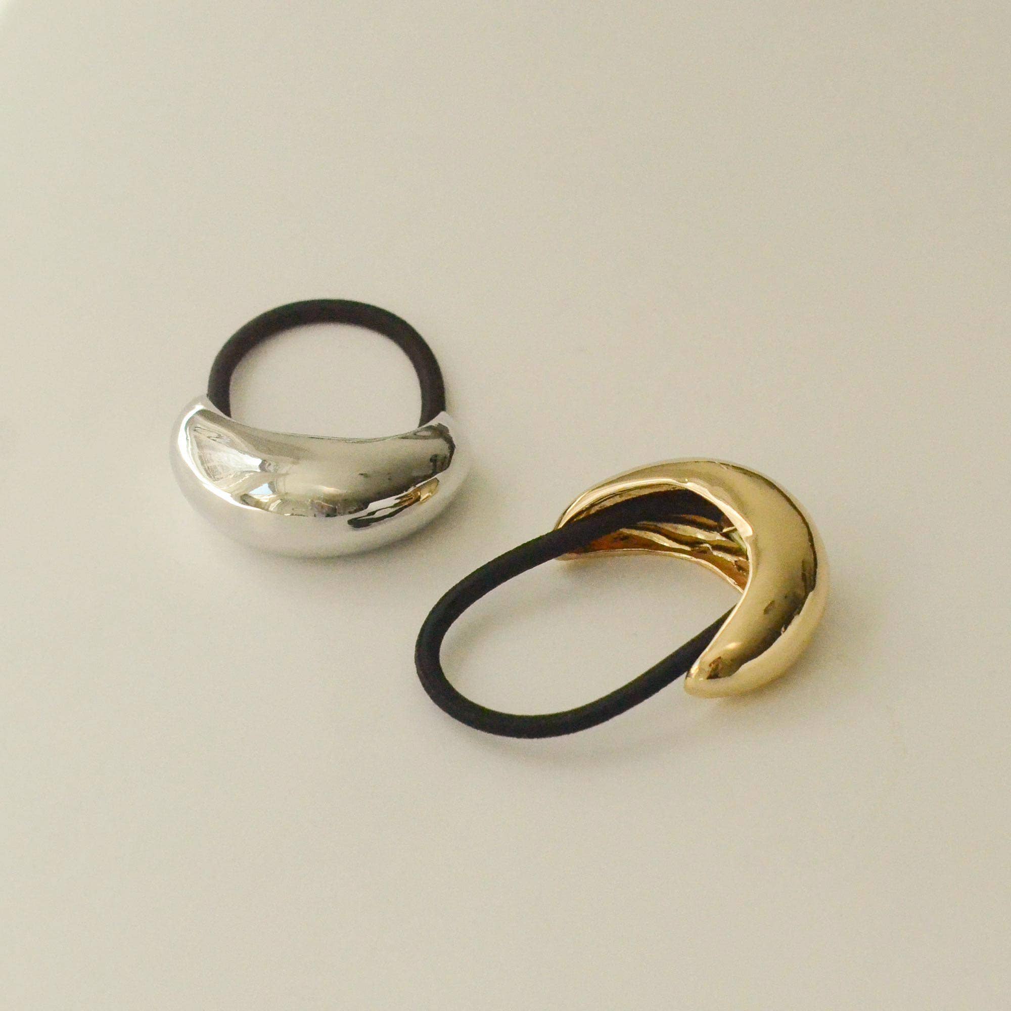 nar'sha - Wholesale Hair Tie - Narrow Crescent Metal Cuff Hair Tie | Silver2