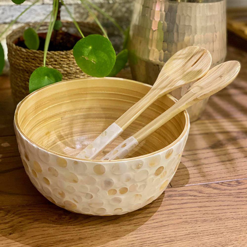 VIE - Wholesale Serve Bowl - Bamboo Salad Bowl, 23x10cm, with Matching Salad Servers44
