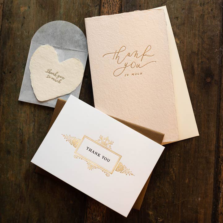 oblation papers & press – postal de agradecimento por atacado – Obrigado Calligraphy Note Handmade Paper Letterpress Card