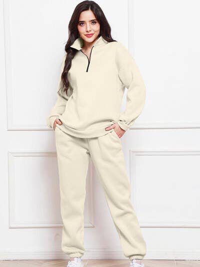 Half Zip Long Sleeve Sweatshirt and Pants Set for wholesale by Blak Wardrob