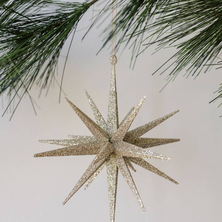 CG Hunter - Wholesale Ornament - 6" Gold Glitter Starburst Ornament - Set of 4