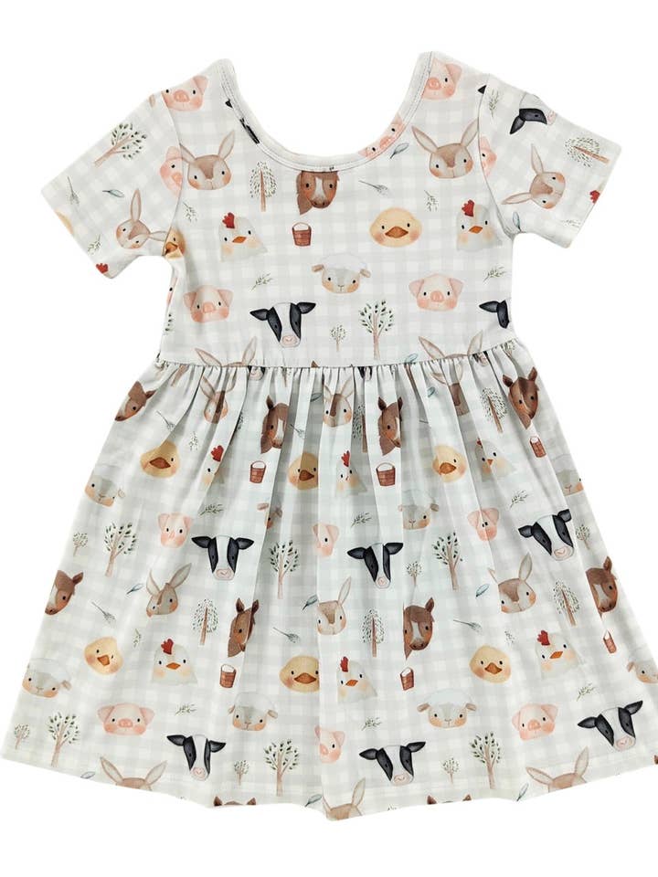 Farm Friends Bamboo Short Sleeve Dress for wholesale by Little One Shop
