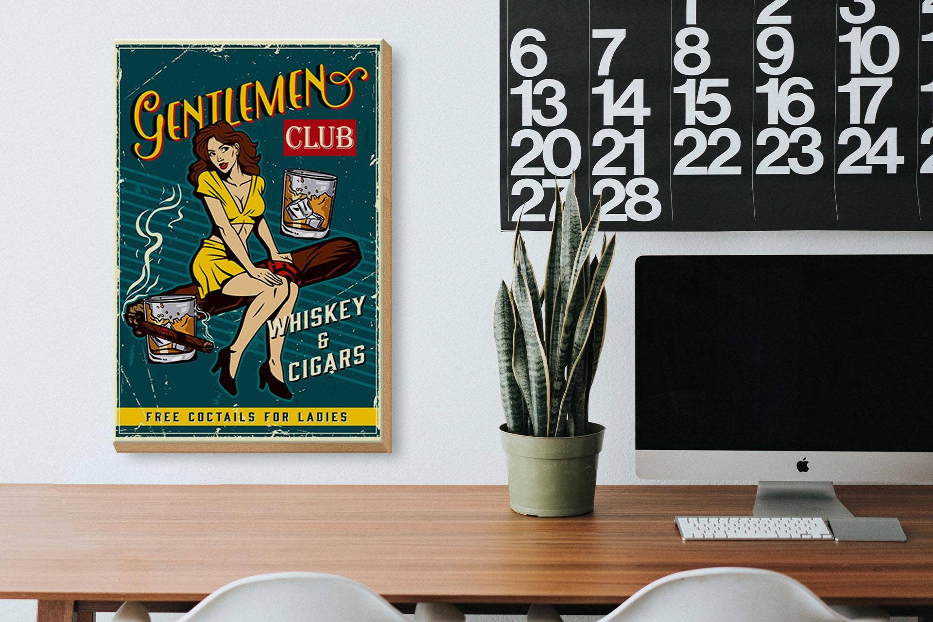 Femer - Wholesale Sign - Wooden Sign Saying 20x30cm Gentlemen Whiskey and Cigars Club2