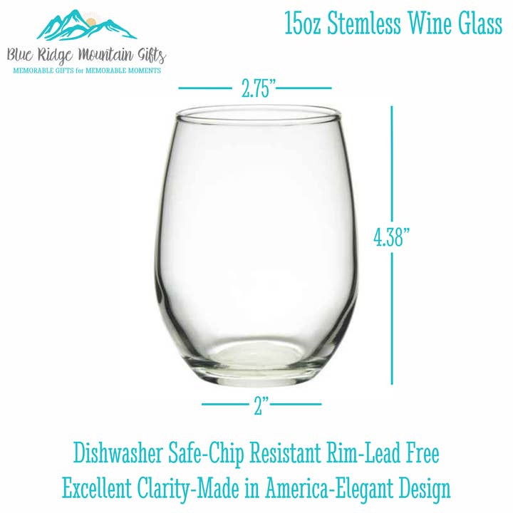 Blue Ridge Mountain Gifts - Wholesale Wine Glass - Stemless Wine Glass - Brand Logo - Custom Personalized Image