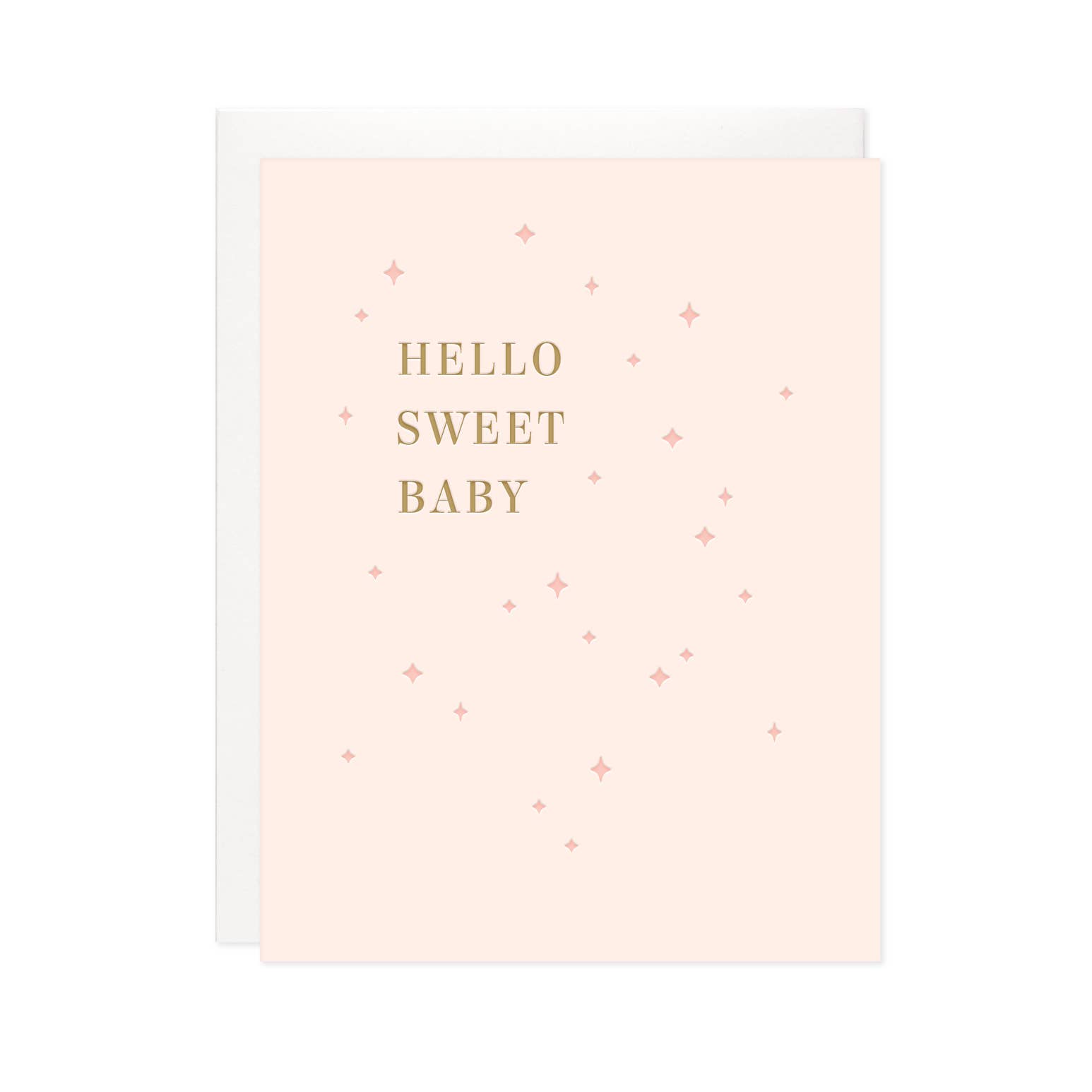 Missive - Wholesale Baby Card - Hello Sweet Baby Letterpress Greeting Card - Pink3
