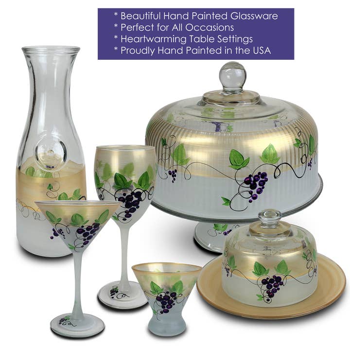 Golden Hill Studio - Wholesale Wine Glass - Napa Grapes 'n Vines Wine Glasses7