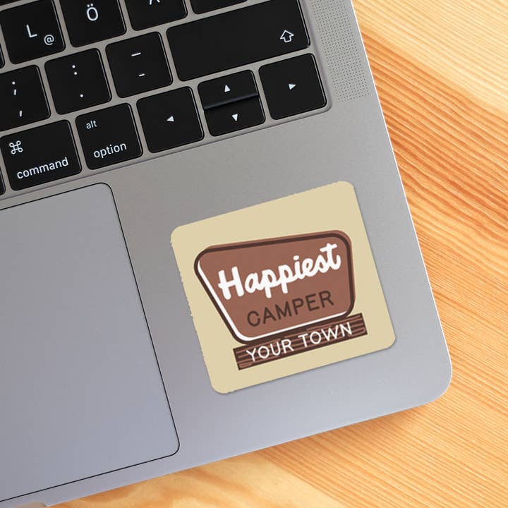 Name Drop City Local Love Sticker - Happiest Camper for wholesale by Rock Scissor Paper
