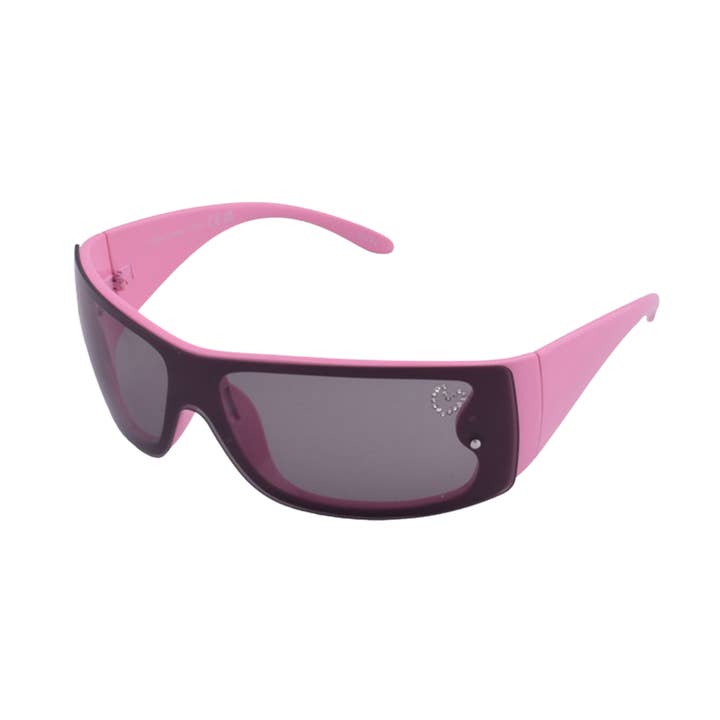 Lunettes de soleil Pink Shield avec accent en strass pour la vente par V by Vye Eyewear